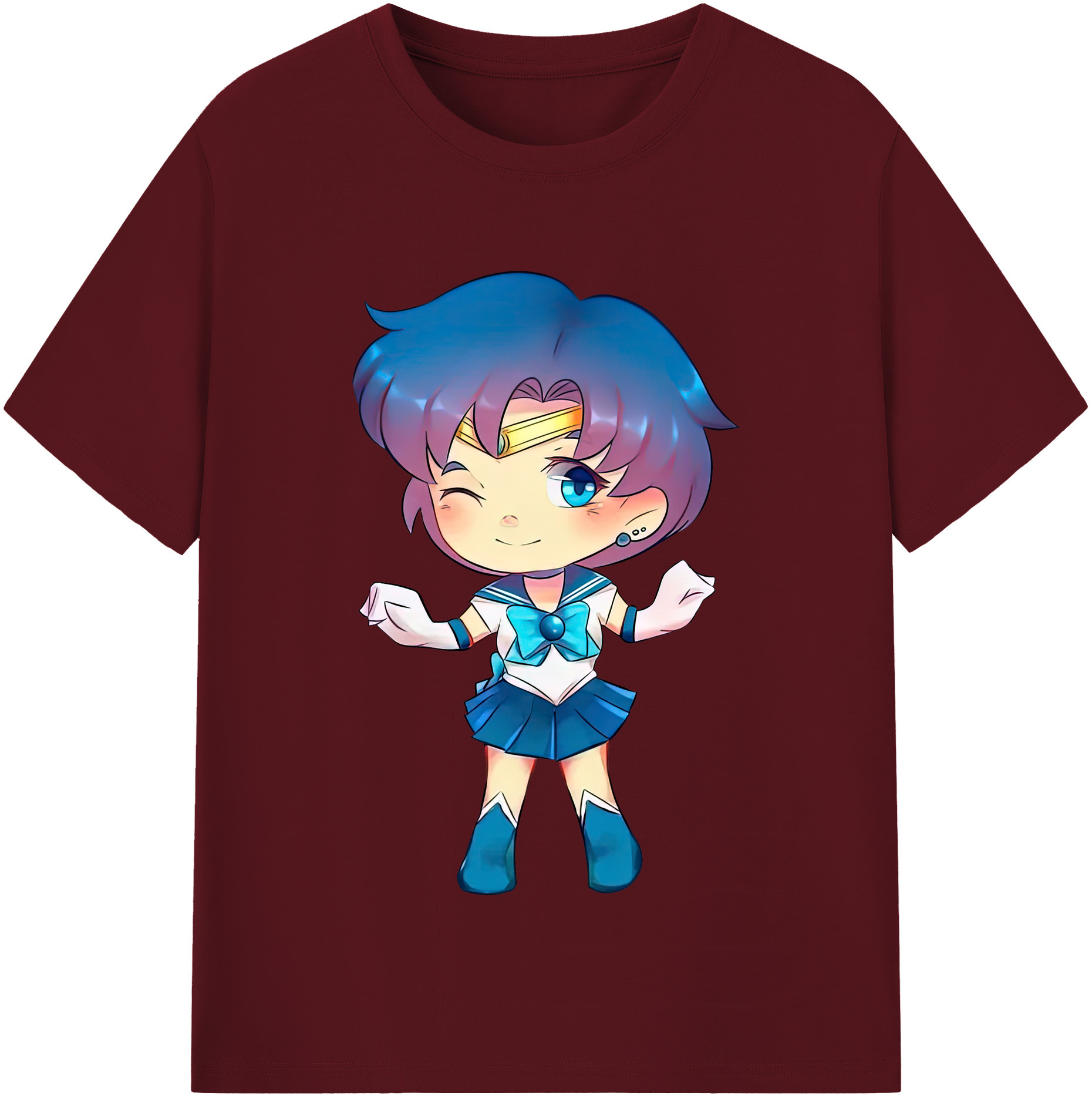 （画像用） 美少女戦士セーラームーン 水野 亜美 みずの あみ Sailor Moon Mizuno Ami 綿100％半袖Tシャツ（フロントプリント）